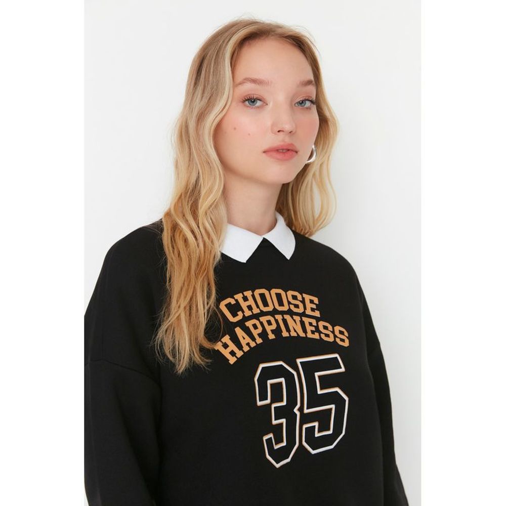 NWT Trendyol Women Relaxed fit Polo neck Knit Sweatshirt